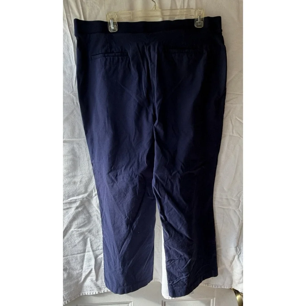 Crown & Ivy Womens Ankle Pants‎ Navy Blue Stretch Pull On Elastic Waist XXL